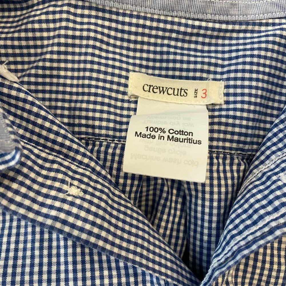 J Crew (Crewcuts) Button Down Shirt. Gingham.  3T - Picture 2 of 3